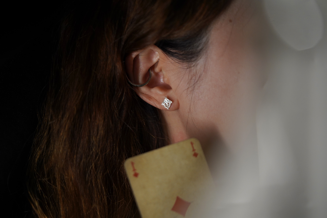 Diamond Stud Pattern 925 Silver Diamond Pattern Stud Earrings (Price per pcs)